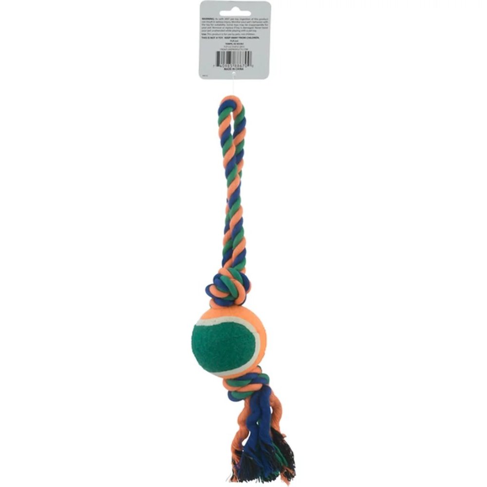 HP๐Bow Wow Pals NEW DOG TOY Classic Rope Tug w/Ball Two Knot RUN ~ JUMP ~ FETCH - Picture 3 of 9